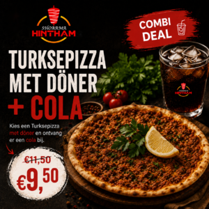Turksepizza met döner en cola aanbieding